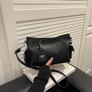 Women's Korean Minimalist PU Leather Shoulder Bag Large Capacity Solid Color Square Underarm Crossbody Bag For Daily Commute Work