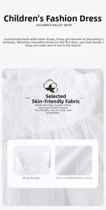Detail of high-quality cotton mesh fabric and breathable lining for white toddler dress