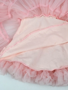 Pink tiered tulle tutu skirt with soft fabric lining for baby girls birthday outfit