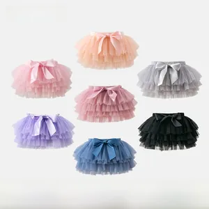 Collection de jupes tutu multicouches pour enfants avec nœuds en satin décoratifs
