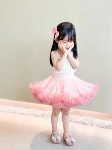 Girls Fluffy Tutu Skirt And Lace Tank Top Modal Cotton Layered Mesh Petticoat Princess Ballet Dance Skirt For Kids Toddler