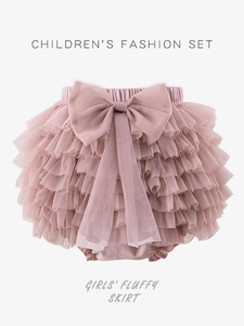 Girls Tutu Skirt Puffy Mesh Skirt Bread Pants For Baby Toddler Summer Layered Princess Skirt With Large Bow Cotton Liner For Birthday Party