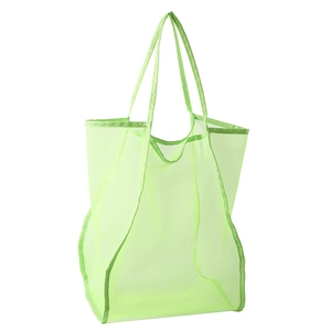 Bolso de malla verde neón con diseño ligero y gran capacidad para la playa o las compras