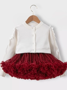 Mädchen Strickjacke mit Flügeln und rotem Pailletten-Tutu-Rock Set für den Herbst