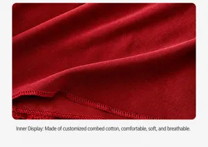 Close-up of soft combed cotton lining on red girl dress for breathable comfort