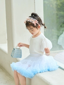 Girls dark green tutu skirt and white puff sleeve top set with pink headband and bag