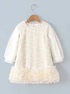 Elegante Vestito da Principessa con Paillettes per Bambina in Mesh Tulle Tutu Dolce Senza Maniche Formale per Festa Compleanno Matrimonio