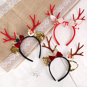 Lot de serre-têtes de Noël renne rouge avec paillettes et nœuds pour enfants