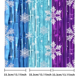 Rideau de franges en aluminium à flocons bleu et violet pour décoration de fête