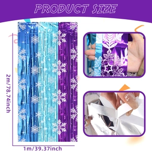 Rideau de fête flocon de neige bleu et violet, 1x2m pour décoration de Noël murale