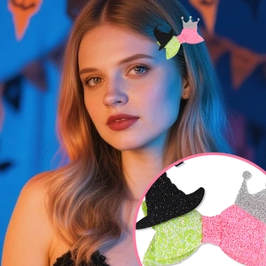 Details zur Halloween-Schleife mit Hexenhut und Krone für Mädchen-Haarschmuck