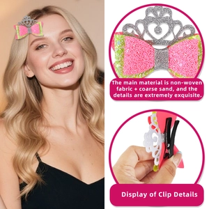Rosa und grüner Schmetterlingskronen-Haarclip für Mädchen-Party-Accessoires mit Metallgriff