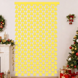 Golden Christmas tree shaped tinsel curtain backdrop for festive party wall decoration