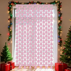 Pink Christmas tree fringe curtain hanging decoration for festive party backdrop 2m