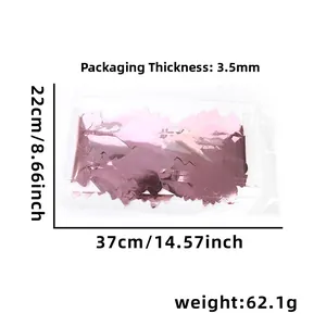 Detailed specs of rose gold Christmas tinsel curtain showing dimensions 37x22cm and weight