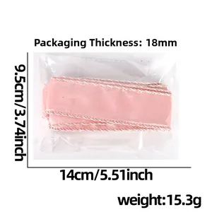 Pink ribbon with white lace edge in packaging, 3.5cm wide for Christmas gifts