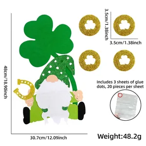 Detailansicht des St. Patrick's Day Filzzwergs mit Maßen und Klebepunkten