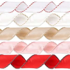 Polyester Christmas Ribbon Wired Edge Satin Ribbon For DIY Gift Wrapping Bows Xmas Tree Decor Festive Party Supplies