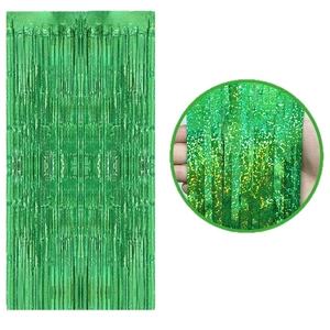 Thickened laser emerald green tinsel curtain backdrop for birthday party decorations