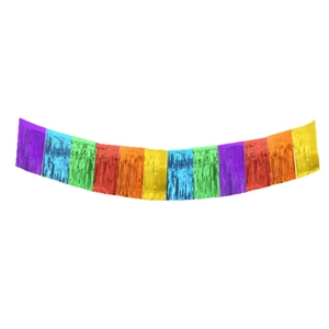 Rainbow colorful fringe banner for birthday party wall decoration with vibrant tassel strips