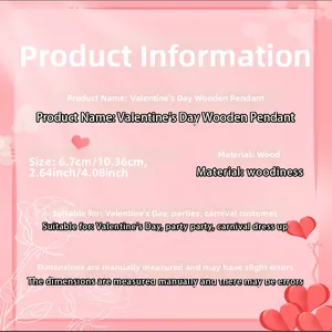 Detailed size specification for Valentine's Day wooden heart bear pendant decoration