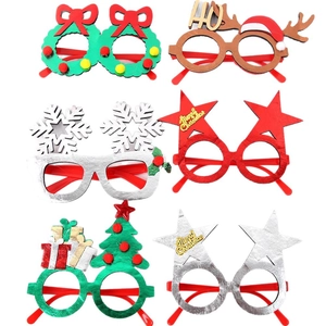 Six festive Christmas eyewear frames with glitter fabric stars and reindeer antlers