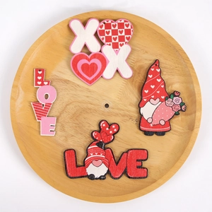 Wooden Valentine's Day gnome and heart hanging ornaments for party decoration