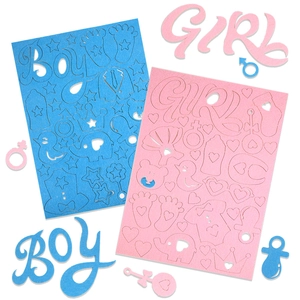 Gender Reveal Party DIY Felt Stickers Boy Or Girl Baby Shower Decoration Self Adhesive Cutouts For Nursery Wall Decor