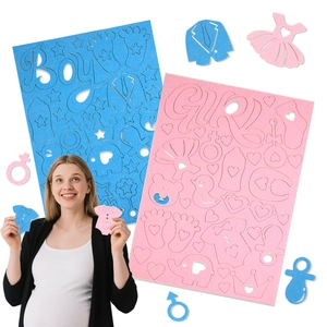 Gender reveal party decorations kit with pink and blue felt stickers for DIY baby showers