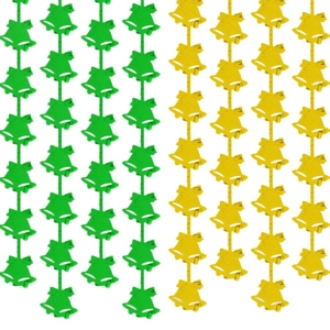 2m Christmas bell rain curtain garland in green and gold for holiday party window decoration