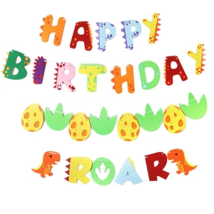 Luminous cartoon dinosaur happy birthday banner set for kids party wall decorations