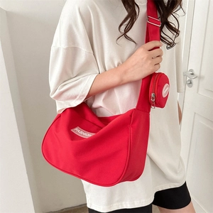 Borsa a Tracolla in Tessuto Oxford da Donna Con Portamonete Rotondo Borsa Hobo a Mezzaluna Stile Street Style per Viaggio