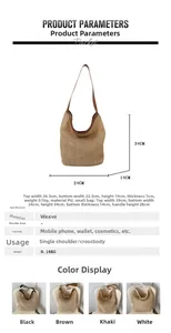 Spécifications détaillées des tailles et dimensions pour le grand sac fourre-tout tissé