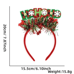 Weihnachts Haarreif HO HO HO mit roten Sternen und Schneeflocken, 20 cm Höhe