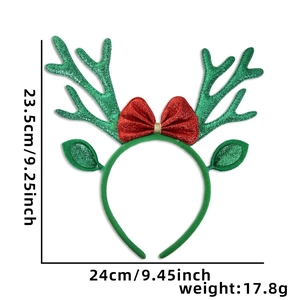 Christmas reindeer antler headband dimensions showing height 23.5cm and width 24cm