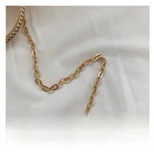 Detail of elegant gold chain strap with sparkling rhinestone crystal embellishments