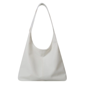 White faux leather Hobo shoulder bag with lychee texture in a large tote silhouette