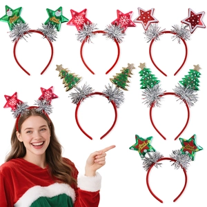 Christmas Star Headband Christmas Tree Snowflake Tinsel Headwear Holiday Party Decorative Hair Band For Kids Adults
