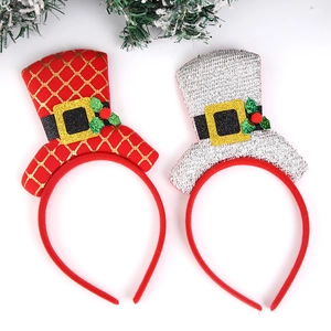 Christmas hat headbands with santa belt mini top hats and holly leaf festival decorations