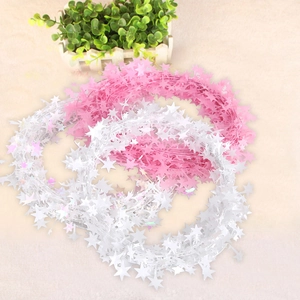 7.5m colorful star wire garland in pink and iridescent white for Christmas decor