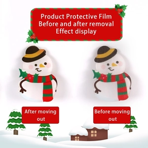 Detail of removing protective film on acrylic snowman hair clips for Christmas