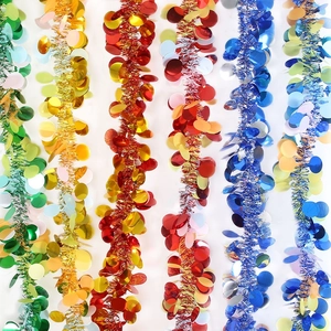 2-meter festive tinsel garland with colorful laser sequins for party and holiday decor
