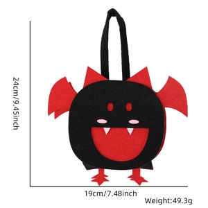 Halloween bat felt candy bag dimensions with 9.45 inch height and 7.48 inch width