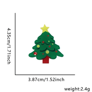 Pince à cheveux sapin de Noël avec dimensions 4.35cm et petit détail étoile jaune