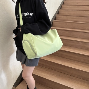 Large Capacity Oxford Cloth Shoulder Bag For Women Minimalist Cylinder Crossbody Bag Fitness Travel Daily Casual Handbag