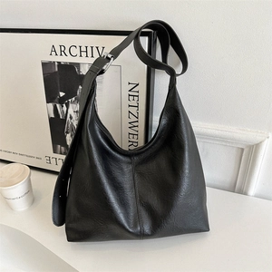 Women Large Capacity PU Leather Tote Shoulder Bag Minimalist Vintage Commuting Hobo Bag Casual Large Handbag For School Daily
