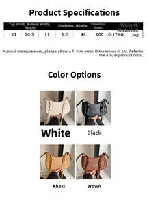 Tableau des tailles et options de couleurs pour le sac à bandoulière en cuir PU chic