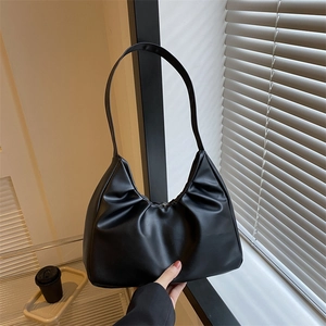 Damen Geraffte Achseltasche Minimalistisch PU Leder Hobo Tasche Mode Wolken Pleated Schultertasche Casual Handtasche Damen