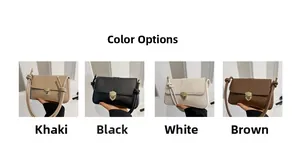 Schicke Kettentasche in Khaki, Schwarz, Weiß und Braun mit goldenen Metallverschlüssen