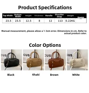 Detailed dimension guide and color options for the vintage PU leather Boston handbag